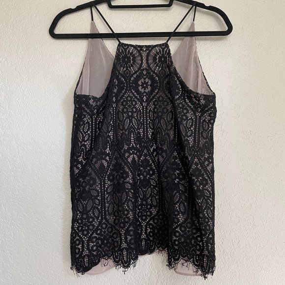 Loft Black Lace Spaghetti Strap Tank Top Size Medium Petite - Picture 2 of 5